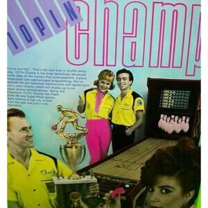 10 Pin Champ Arcade Flyer Original Shuffle Alley Vintage Retro Promo Art 1984